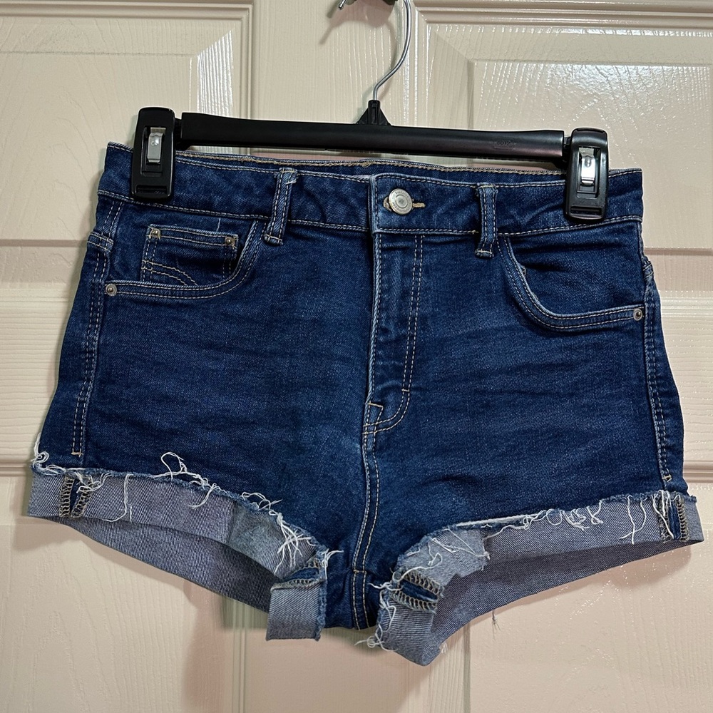 Women’s Zara blue jean denim shorts trafaluc denimwear cutoff cuffed size 4